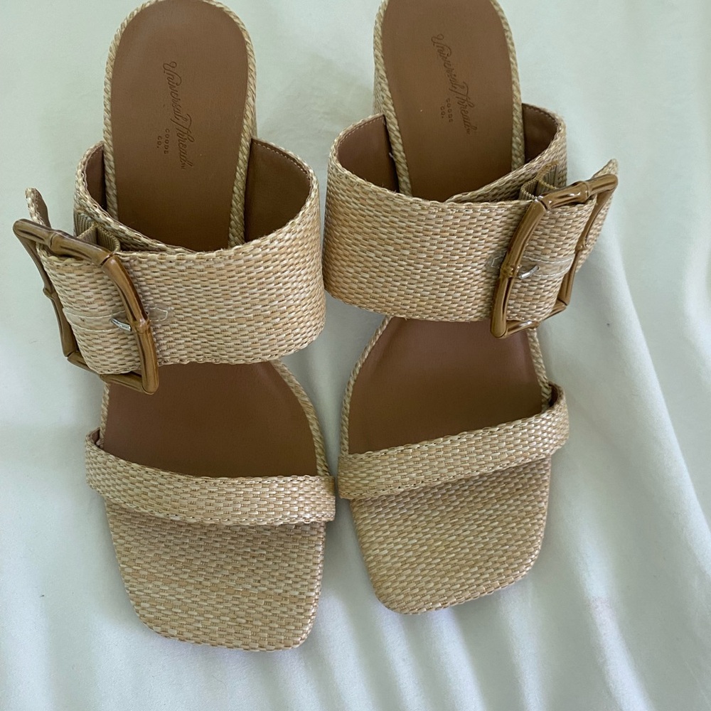 Universal Thread Natural Raffia Slide Sandals with Buckle